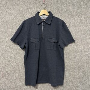 Royal Testimony Polo Shirt Men's L Navy Blue‎ Short Sleeve Dual Pocket